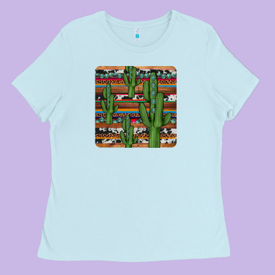 Cactus Gemstone Coaster Ladies Tee Designed By Jahusdesignshop