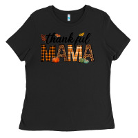 Black thankful mama Ladies Tee - texasbilliewilder