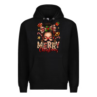 Black merry christmas messy bun Premium Hoodie - texasbilliewilder
