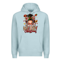 Blue Mist merry christmas messy bun Premium Hoodie - texasbilliewilder