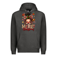 Charcoal Heather merry christmas messy bun Premium Hoodie - texasbilliewilder