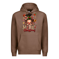 Chestnut merry christmas messy bun Premium Hoodie - texasbilliewilder