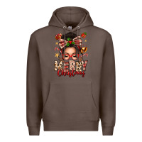 Coffee merry christmas messy bun Premium Hoodie - texasbilliewilder