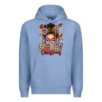 Colony Blue merry christmas messy bun Premium Hoodie - texasbilliewilder
