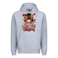 Heather Grey merry christmas messy bun Premium Hoodie - texasbilliewilder