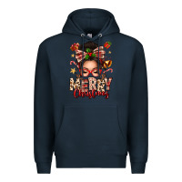 Navy merry christmas messy bun Premium Hoodie - texasbilliewilder