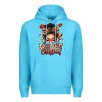 Ocean Blue merry christmas messy bun Premium Hoodie - texasbilliewilder