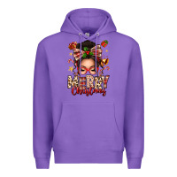 Purple merry christmas messy bun Premium Hoodie - texasbilliewilder