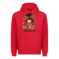 Red merry christmas messy bun Premium Hoodie - texasbilliewilder