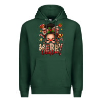 Sports Green merry christmas messy bun Premium Hoodie - texasbilliewilder