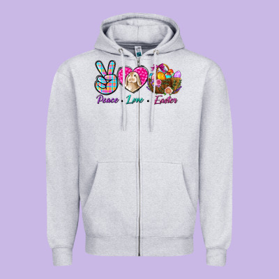 Peace Love Easter Zipper Hoodie Designed By Bundleandbundleshop