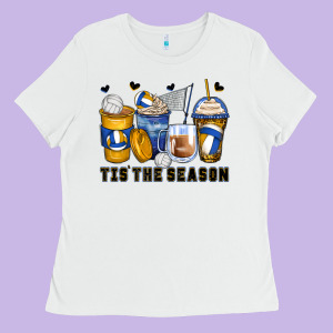 Tis' The Season Volleyball Coffee Cups Ladies Tee Designed By Zillion Design Studio