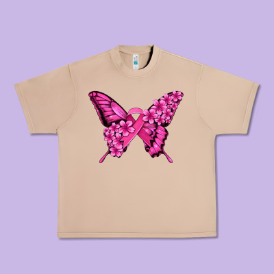 Pink Ribbon Breast Cancer Butterfly Urban Heavy Tee Designed By Jasminsmagicworld