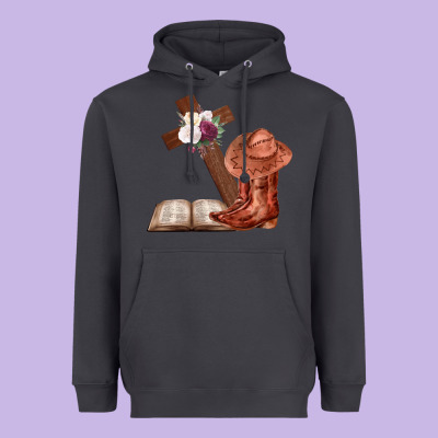 Boots With Bible And Cross Heavyweight Hoodie Designed By Bettercallsaul