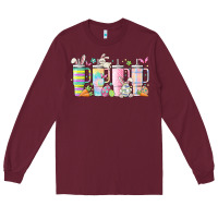 Burgundy retro groovy easter Long Sleeve Tee - MaliasSmallBusiness