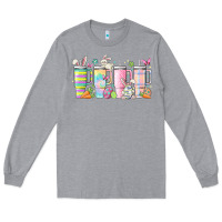 Heather Grey retro groovy easter Long Sleeve Tee - MaliasSmallBusiness