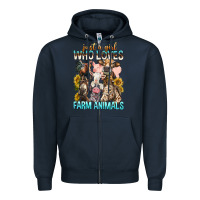 Navy Just A Girl Who Loves Farm Animals Zipper Hoodie - BundleAndBundleShop