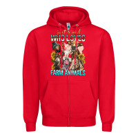 Red Just A Girl Who Loves Farm Animals Zipper Hoodie - BundleAndBundleShop