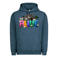 Pigment Midnight Navy Easter Day He is alive Urban Hoodie - OliviaCreatesArt