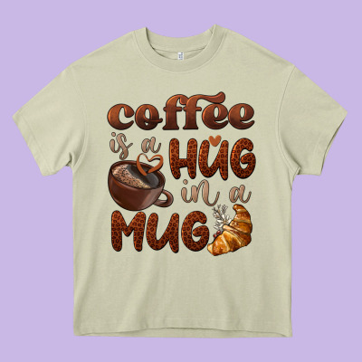 Coffee Is A Hug In A Mug Heavy Core Tee Designed By Barkaloodesign