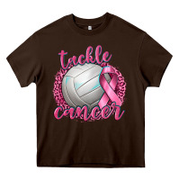 Chocolate Brown Tackle Cancer Volleyball Heavy Core Tee - texasbilliewilder