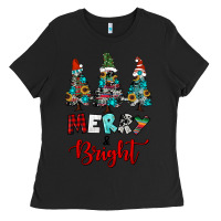 Black western trees merry and bright christmas Ladies Tee - RanaPortraitStore