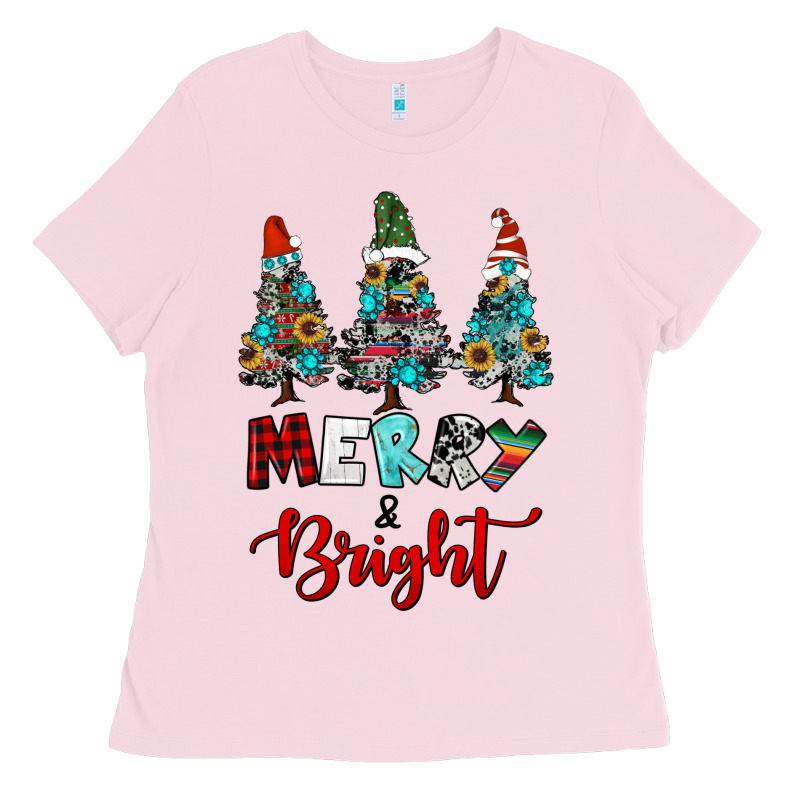 Western Trees Merry And Bright Christmas Ladies Tee by RanaPortraitStore | Teevron