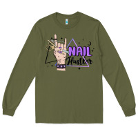 Army Green nail hustler Long Sleeve Tee - MaliasSmallBusiness