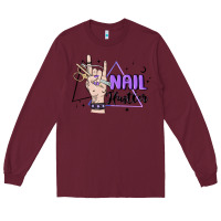 Burgundy nail hustler Long Sleeve Tee - MaliasSmallBusiness