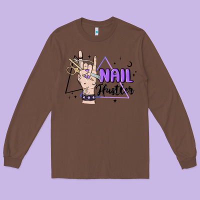Nail Hustler Long Sleeve Tee Designed By Maliassmallbusiness