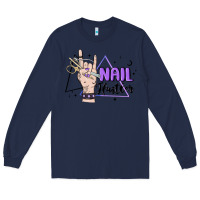 Navy nail hustler Long Sleeve Tee - MaliasSmallBusiness