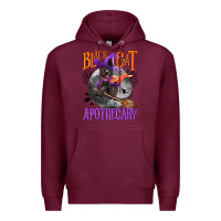 Burgundy Black cat apothecary Premium Hoodie - NancyCooperArtShop