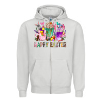 Dove Grey Happy Easter Coffee Cups With Bunny Zipper Hoodie - BundleAndBundleShop
