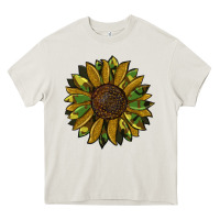 Cream camouflage flitter sunflowers Heavy Core Tee - RanaPortraitStore