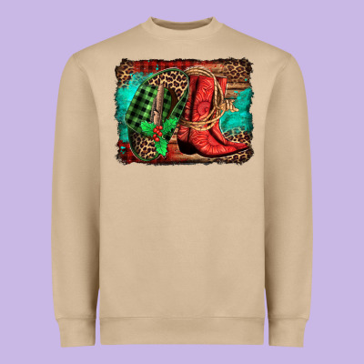Country Boots Christmas Heavyweight Sweatshirt Designed By Jasminsmagicworld