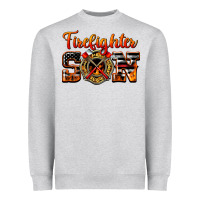 Heather Grey American Flag Firefighter Son Heavyweight Sweatshirt - LillyAllenDesigns