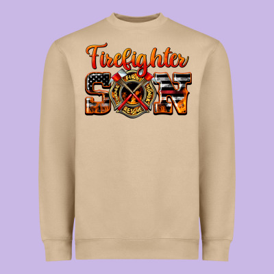 American Flag Firefighter Son Heavyweight Sweatshirt Designed By Lillyallendesigns
