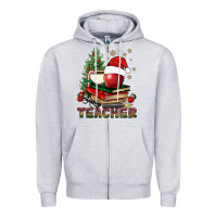 Heather Grey Teacher With Christmas Tree Zipper Hoodie - BundleAndBundleShop