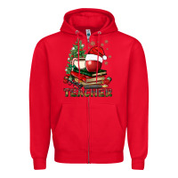 Red Teacher With Christmas Tree Zipper Hoodie - BundleAndBundleShop