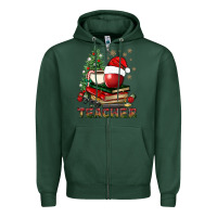 Sports Green Teacher With Christmas Tree Zipper Hoodie - BundleAndBundleShop
