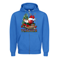 True Royal Teacher With Christmas Tree Zipper Hoodie - BundleAndBundleShop