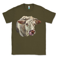 Army Green Charolais Cattle Face Classic Tee - LillyAllenDesigns