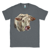 Charcoal Heather Charolais Cattle Face Classic Tee - LillyAllenDesigns