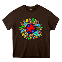 Chocolate Brown autism sunflower Heavy Core Tee - Zillion Design Studio