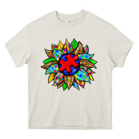 Cream autism sunflower Heavy Core Tee - Zillion Design Studio