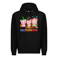 Black happy hallothanksmas pigs Premium Hoodie - texasbilliewilder