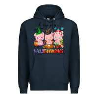 Navy happy hallothanksmas pigs Premium Hoodie - texasbilliewilder