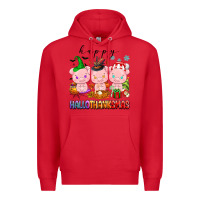 Red happy hallothanksmas pigs Premium Hoodie - texasbilliewilder