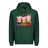 Sports Green happy hallothanksmas pigs Premium Hoodie - texasbilliewilder