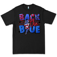 Black Back the blue with lightning bolt 4th of july Premium Tee - CowGirlArtShop